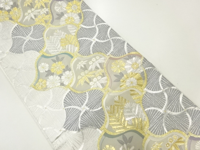 松竹梅・花模様織出し袋帯